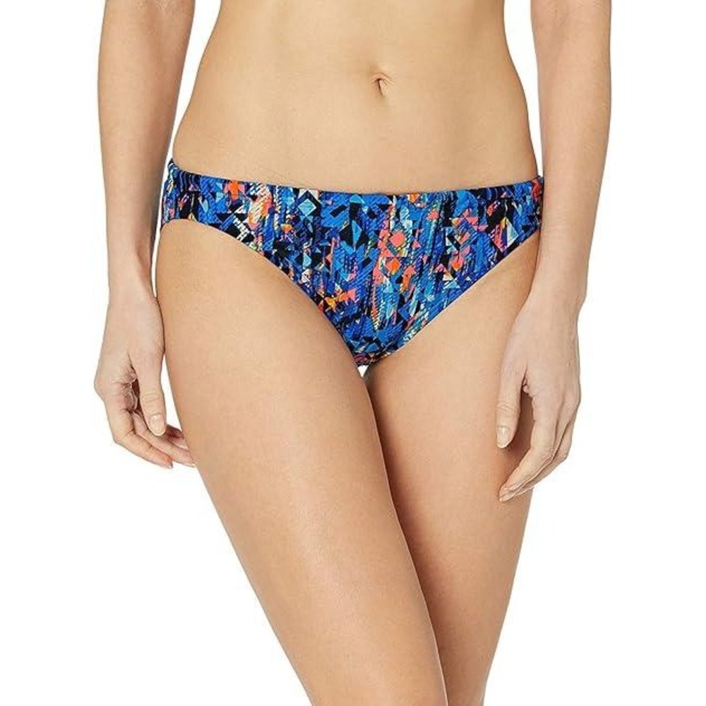 TYR Womens Anzan Lula Blue Geometric Print‎ Bikini Swim Bottom 8/M NEW